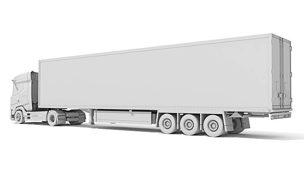 istock Truck with Reefer Refrigerator Trailer in Clay Style Render on White Background 3D Rendering 2232023521
