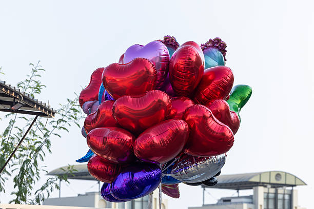 Colorful flying balloon in the sky