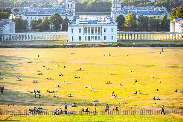 London, UK - 12 August, 2025:  Greenwich architectural complex and park