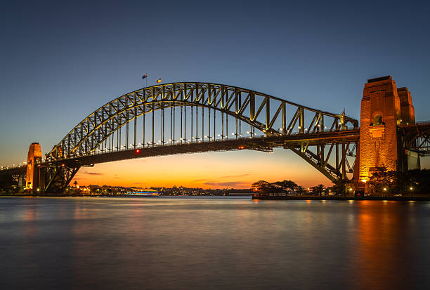 istock Sydney Harbour Bridge at Sunset with Illuminated Skyline 2232050698