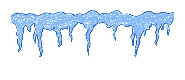 istock Icicle shelf drawn by children. Blue pastel wax squiggle strokes on a blackboard background mimic charcoal sketch. Simple vector doodle collage elements for school or kindergarten use. 2232056614