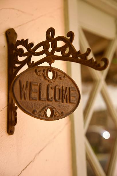 istock Vintage metal hanging welcome sign 2232057515
