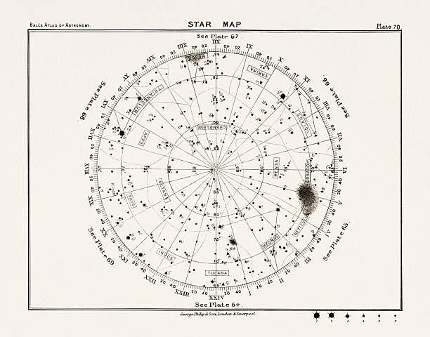 istock Antique Star map, astronomy illustration from a book on celestial charts showing stars, moon, and planetary features. 2232063080