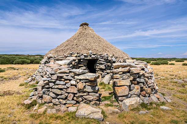 Traditional  Zulu straw huts rondavels. Tribal ethnic style. Village in  KwaZulu-Natal, South Africa. Artistic retouching.