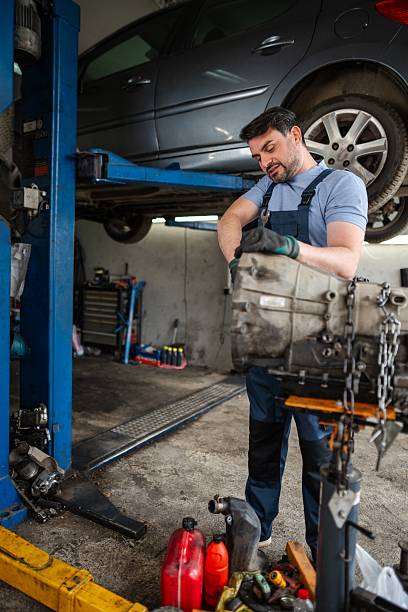 istock Mechanic working on a car engine in a garage 2232071013
