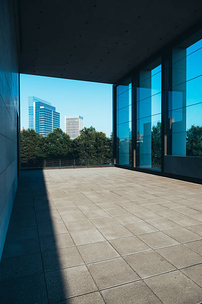 istock Office building corridor framing city skyline 2232073088