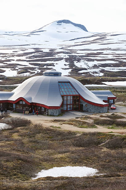 istock Arctic Circle information building on snowcapped mountain 2232074177