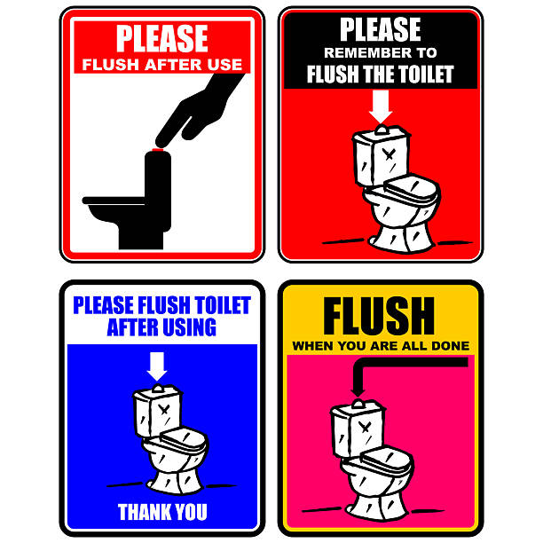 please. flush after use, sign vector - sifonu çekmek tuvalet stock illustrations