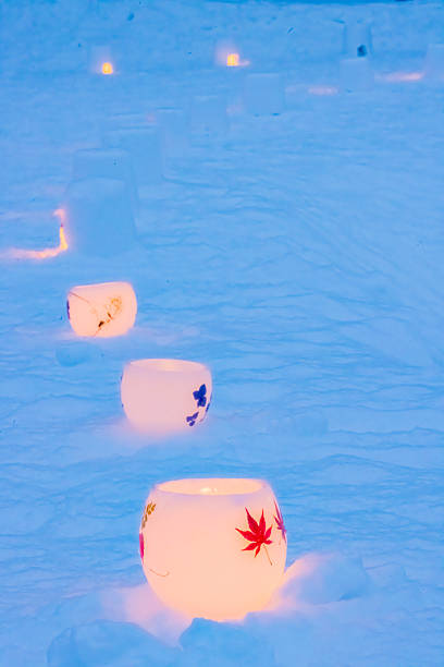 Street candles on snow mountain