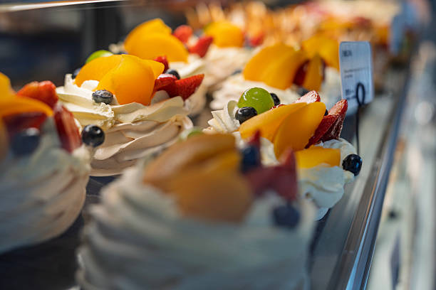 Fruit desserts decorated in many colors and delicious