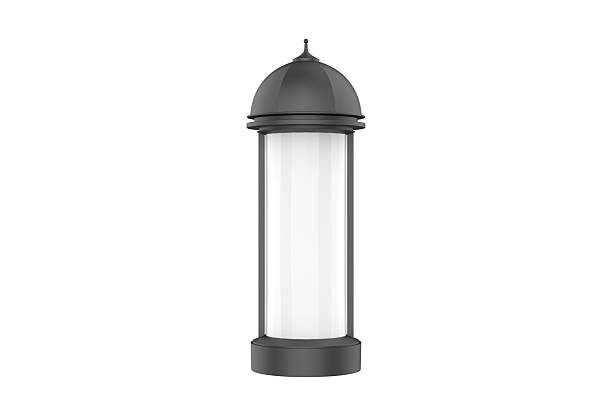 round matte street advertising pillar with matte label in a half side view. 3d illustration