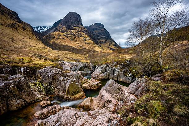 istock River Coe flows through Glen Coe with The Three Sisters mountains in early spring, Scotland 2232124956