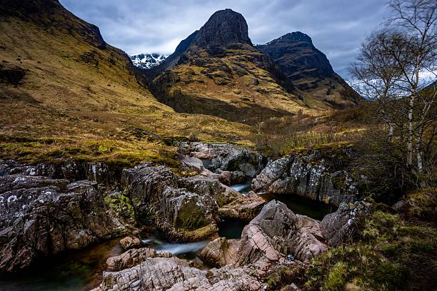istock River Coe flows through Glen Coe with The Three Sisters mountains in early spring, Scotland 2232125027