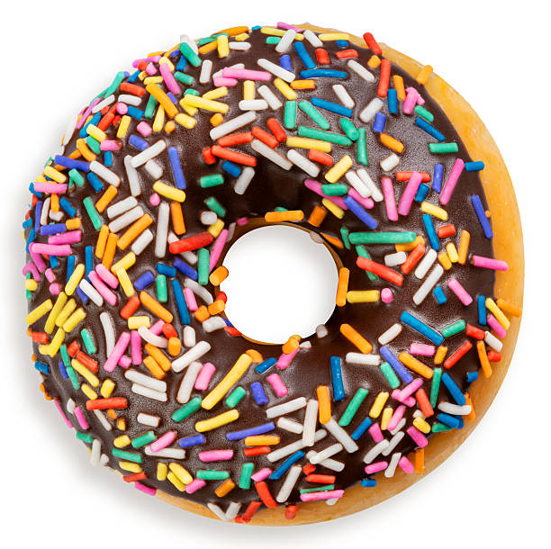 istock Chocolate donuts,Donuts dough with a colorful sprinkles icingsugar isolate on white background with clipping path. 2232129105