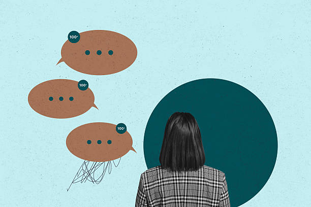 istock Collage with person surrounded by message bubbles symbolizing chatting communication online interaction business 2232130299