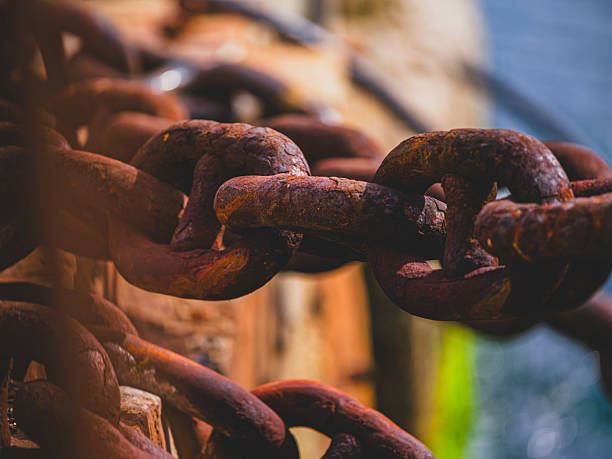 old metal chains by the dock