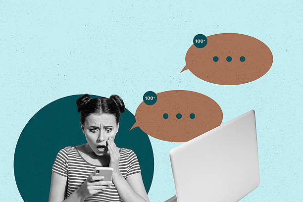 istock Collage with person surrounded by message bubbles symbolizing chatting communication online interaction business 2232142964