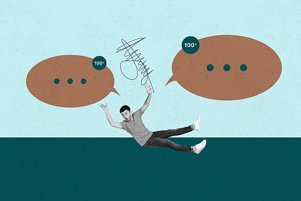 istock Collage with person surrounded by message bubbles symbolizing chatting communication online interaction business 2232143409