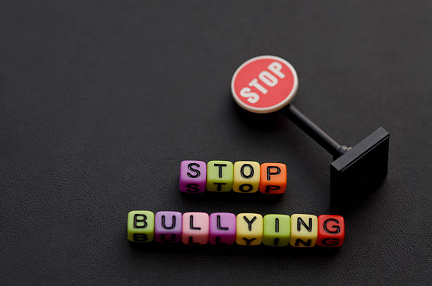 Poster image artwork pop collage of human hand hold metal chain stop road sign bullying pressure stereotype society problem.