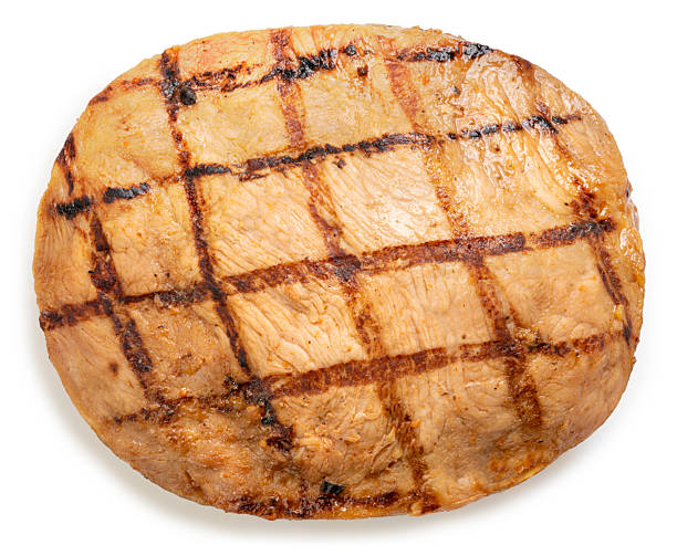Grilled pork steak ready to serve, isolate on white background with clipping path