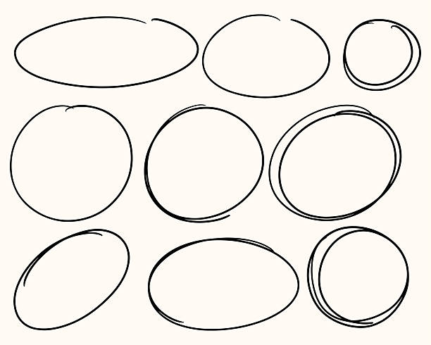 handgezeichnete kreis- oder ovalformen - zeichnung stock-grafiken, -clipart, -cartoons und -symbole