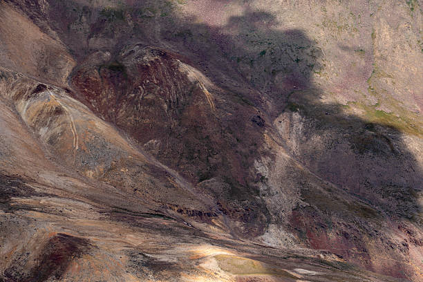 Colorful Volcanic Mountain Valley with Eroded Terrain and Natural Patterns