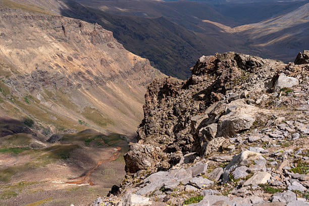 Colorful Volcanic Mountain Valley with Eroded Terrain and Natural Patterns
