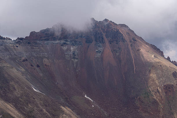 lanzarote, Natural Park: volcanic crater with thick lava stream. Volcán del Cuervo, Geological heritage.