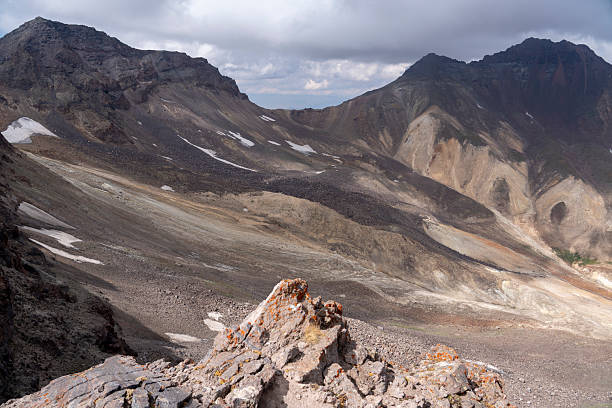 High Altitude Volcanic Mountainscape with Eroded Rock Formations