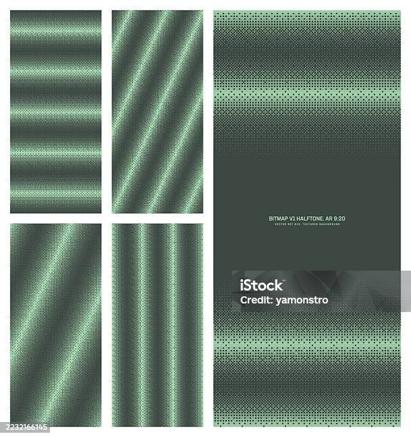 Assorted Vector Retro Styled Bitmap Green Halftone Pattern Set In 920 ...