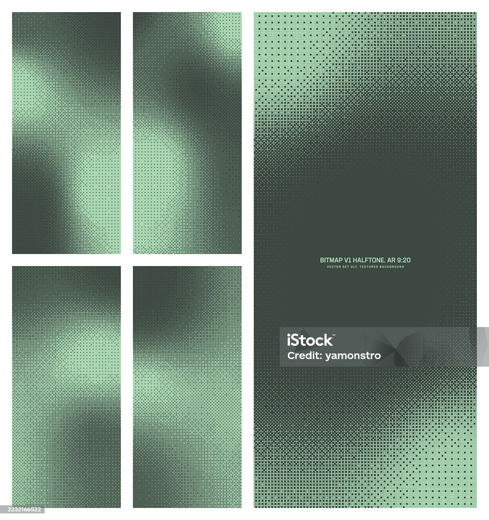 Assorted Vector Retro Styled Bitmap Green Halftone Pattern Set In 920 ...