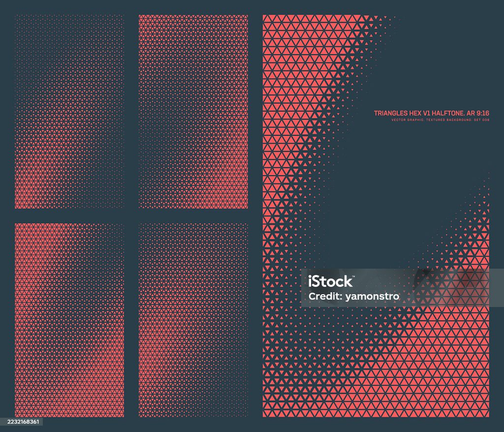 Assorted Triangle Assorted Vector Triangles Hexagonal Grid Half Tone Pattern Set In 916 ...