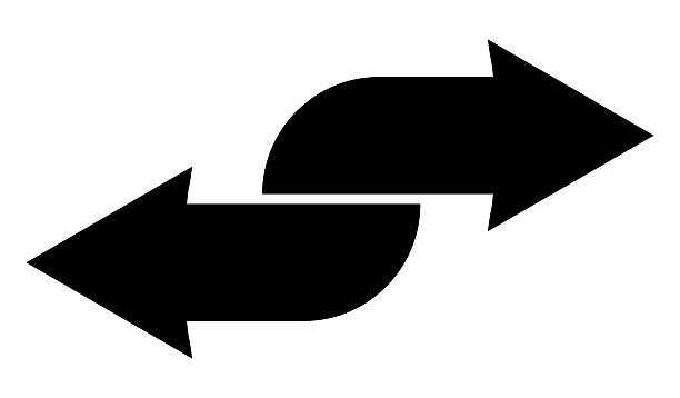 Double arrow silhouette. Black arrows icon. Direction symbol. Vector illustration isolated on white.
