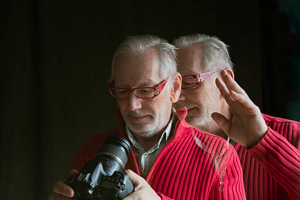 self-portrait of photographer, black and white photography