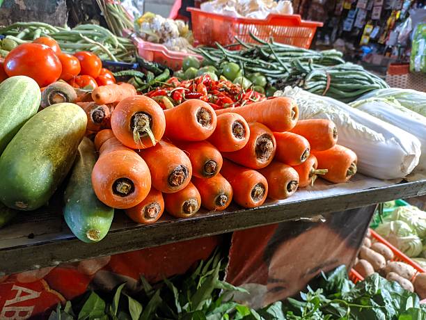 stack of vegetable inside traditional market