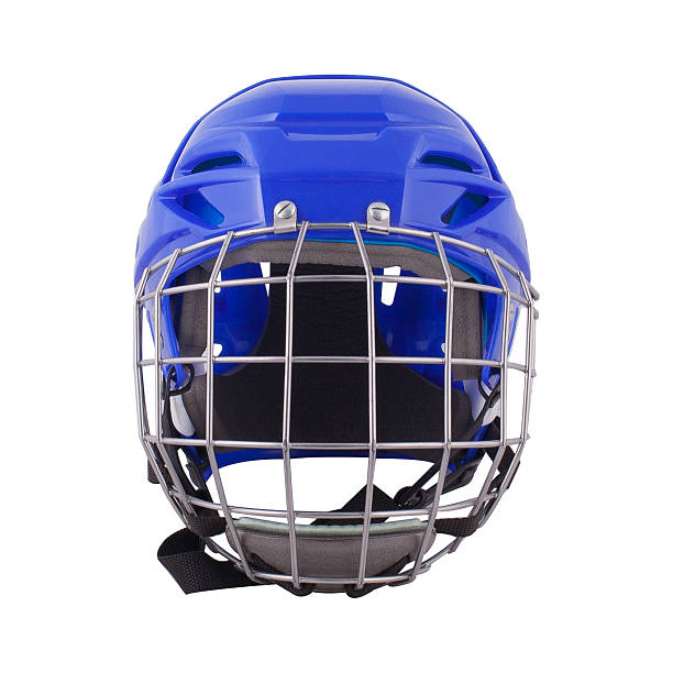 istock Blue ice hocket helmet isolated on white background. 2232183489