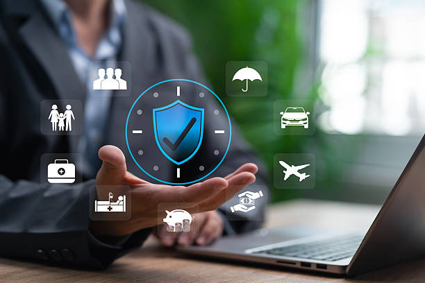 istock 24 Hr Comprehensive Insurance Coverage Concept, Businessman Holding Glowing Insurance Icon, Daily Life Protection, Health, Family, Travel, Property, Financial Security, Risk Management, Digital Safety 2232186211