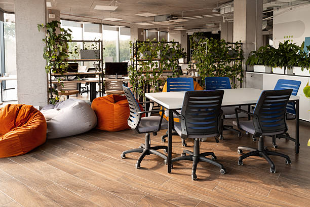 istock Modern coworking space with beanbag chairs and meeting table 2232187164