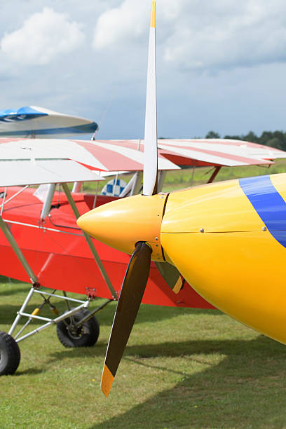 Close up of a vintage airplane propeller
