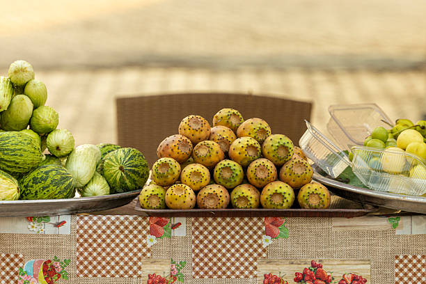 Fresh tropical fruits on display