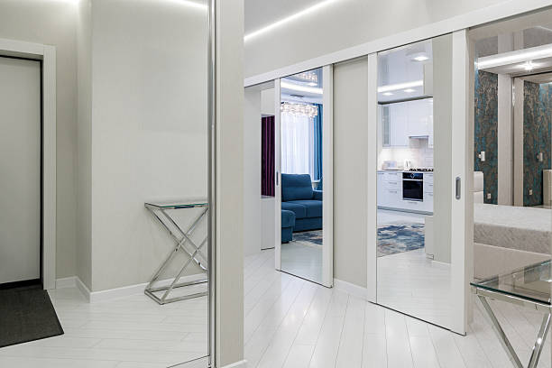 istock Modern Apartment Interior with Mirrored Doors and Stylish Decor 2232189724