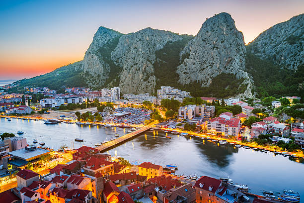 istock Omis, Croatia. Dalmatia coastline charming small town, Cetina River , twilight hour. 2232195401