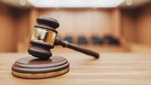 Gavel on a Courtroom Desk