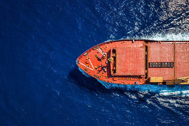 istock Aerial overhead view of a general cargo or container ship 2232199644