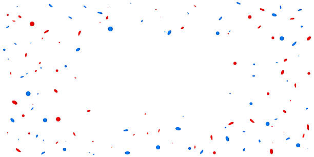 istock Blue and Red Confetti on White Background. Congratulations Wallpaper. Celebration Party Banner. Happy Birthday. American Flags Color Concept. Vector Illustration 2232200822