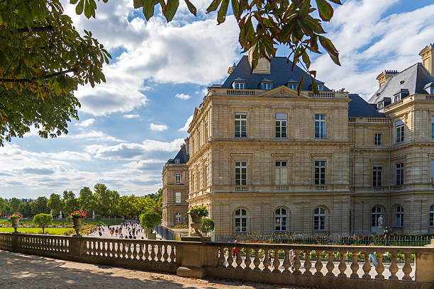Paris, France, August 2025: Jardin du Luxembourg with Palais du Luxembourg