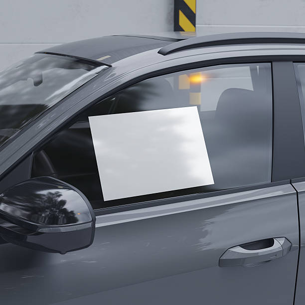 istock Sign on car window mockup. 3D rendering 2232207081
