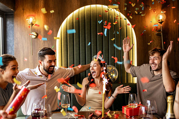 istock Friends Dancing and Celebrating with Confetti 2232211306