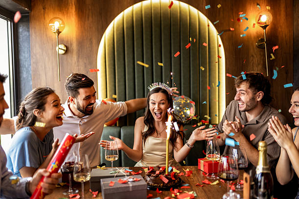 istock Friends Dancing and Celebrating with Confetti 2232211616