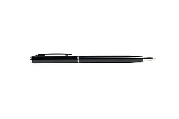 istock Modern sleek black ballpoint pen with a silver clip for office use. isolated on white background with clipping path. 2232211915